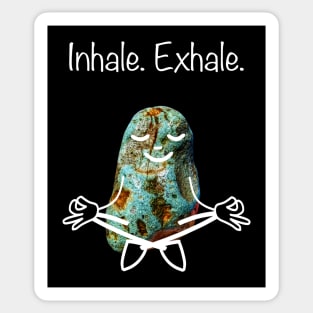 Rockhound Lotus Yoga Pose - Funny Inhale & Exhale Mental Health Rockhounding Sticker